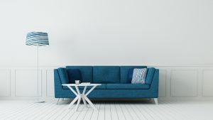 The classic blue living room &amp; luxury interior wall / 3D renderi